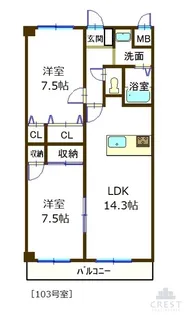 サンステージ東川口【202号室】の間取り