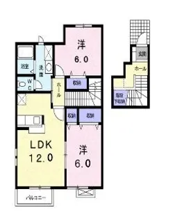 ハイブリッヂハピネス A【203号室】の間取り