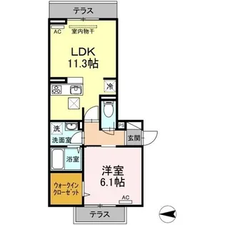 DーROOMトラベシア【0105号室】の間取り