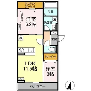 メラヴィリア昭和町【0201号室】の間取り