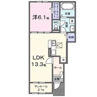 モダンヴィラB【0102号室】の間取り