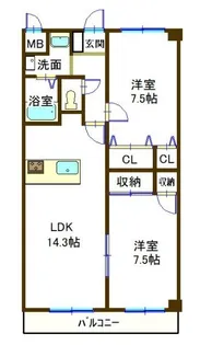 サンステージ東川口【104号室】の間取り