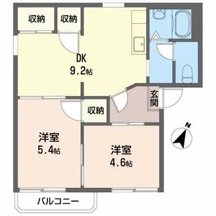 グランドール多治米 B棟【0201号室】の間取り