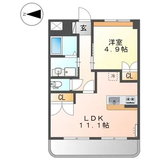 メルヴェール西深津【0201号室】の間取り