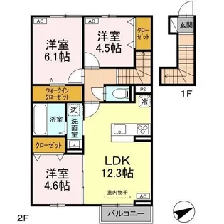プランドール イサコ【0201号室】の間取り