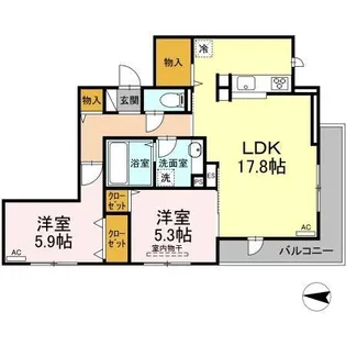 グランシャリオ東深津【0201号室】の間取り