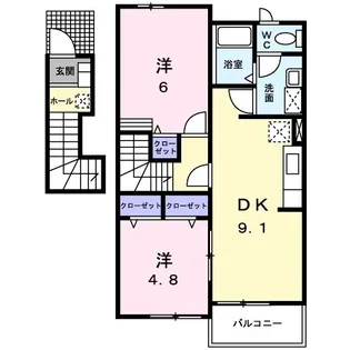 ヴィラ ユニゾンC【0202号室】の間取り
