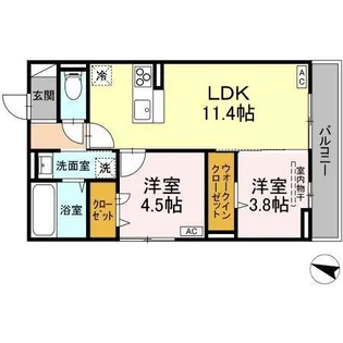 ラ ヴィータ【0105号室】の間取り