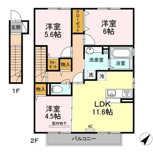 ラ ヴィレッタ A棟【0201号室】の間取り