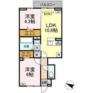 2LDKの間取り画像