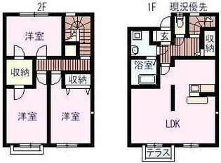 リースランド美ノ郷B【2号室】の間取り