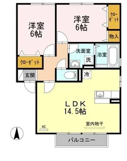 ウィルモア手城 B棟【0202号室】の間取り