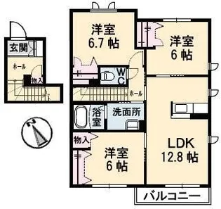 ヴィラロトス B棟【0201号室】の間取り