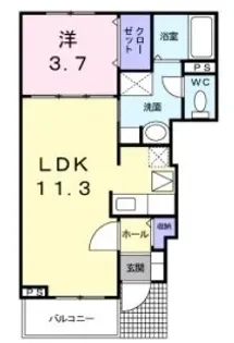 メゾン ボヌール【0102号室】の間取り
