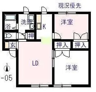 ウィングス神島W【0105号室】の間取り