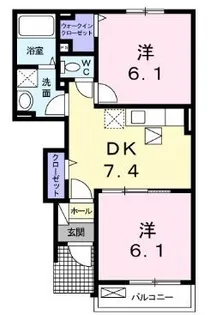 フォーチュンプレイス【0102号室】の間取り