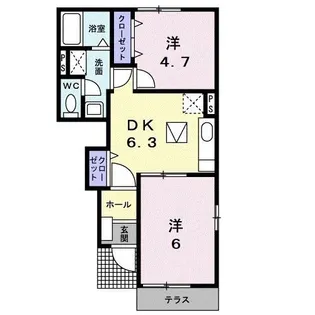 プラシードB【0102号室】の間取り