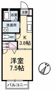 ドミール多治米 A棟【0203号室】の間取り