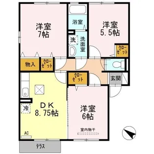 サニープレイス福山 M棟【0101号室】の間取り