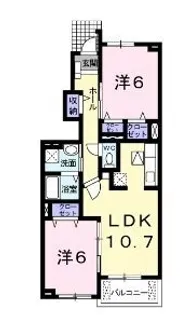 グランリーオA【0102号室】の間取り