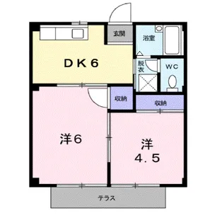 シティハイツ田辺【0102号室】の間取り