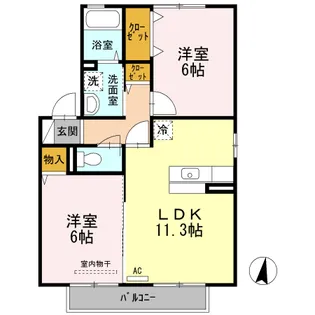 エスパース深津【0201号室】の間取り