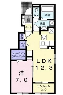 ルミエール KAWAI【0101号室】の間取り