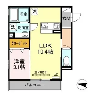 ヴィルヌーヴ アン【0201号室】の間取り