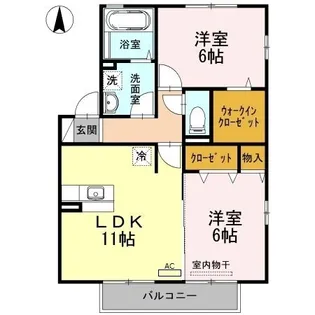 ルミエール手城 B棟【0201号室】の間取り