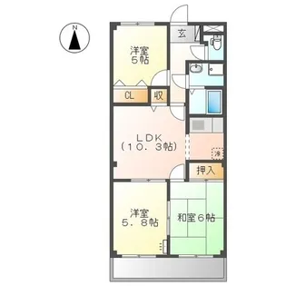 ルミナス南蔵王【0103号室】の間取り