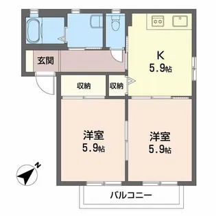 グレース曙 C棟【0102号室】の間取り