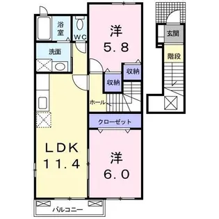 ベルメゾン福地E【0203号室】の間取り