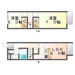 レオパレスメルベーユ【0102号室】の間取り