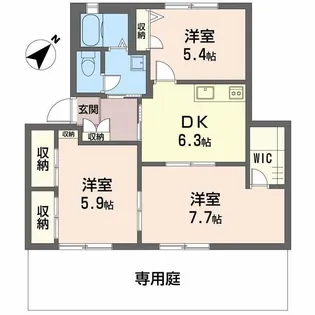 メゾンラフィネ B棟【0102号室】の間取り