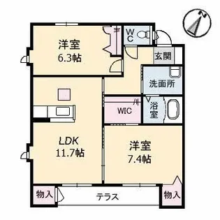グランマスト多治米 A棟【0205号室】の間取り