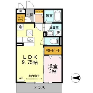 セジュールオッツ南蔵王【0202号室】の間取り