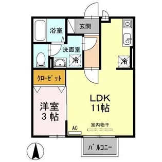 モナリエ東手城【0103号室】の間取り