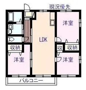 グランソレイユⅠ【0102号室】の間取り