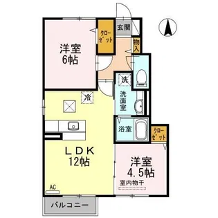 キューブモカ【0102号室】の間取り