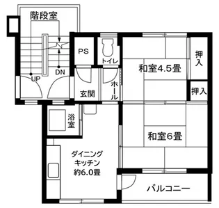 伊勢原第1 3号棟【316(2DK-B)号室】の間取り