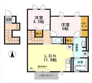 サンクレール【201号室】の間取り