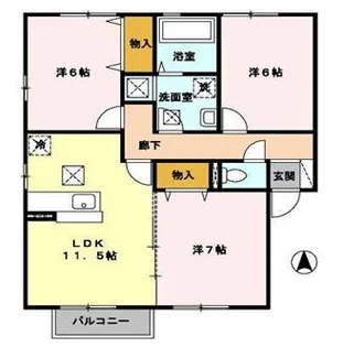 ベルメゾン広面【101号室】の間取り