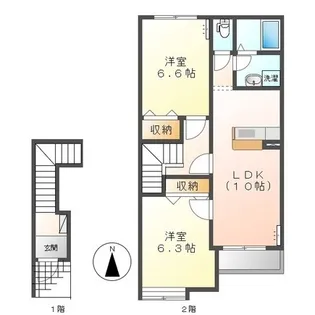 パラゾ堰越【202号室】の間取り