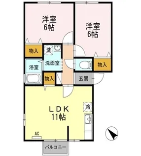 ボヌール桜【201号室】の間取り