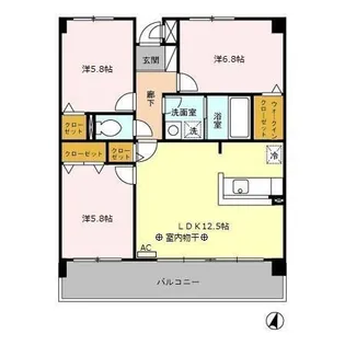 グランディール山王【205号室】の間取り