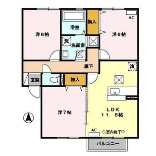 ベルメゾン広面【205号室】の間取り