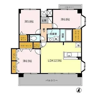 グランディール山王【101号室】の間取り
