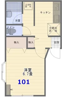 マイルーム東B【101号室】の間取り