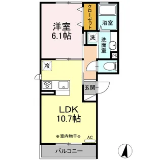 フランシーズ中通【201号室】の間取り