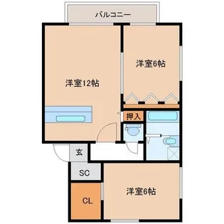 ライジング【A105号室】の間取り